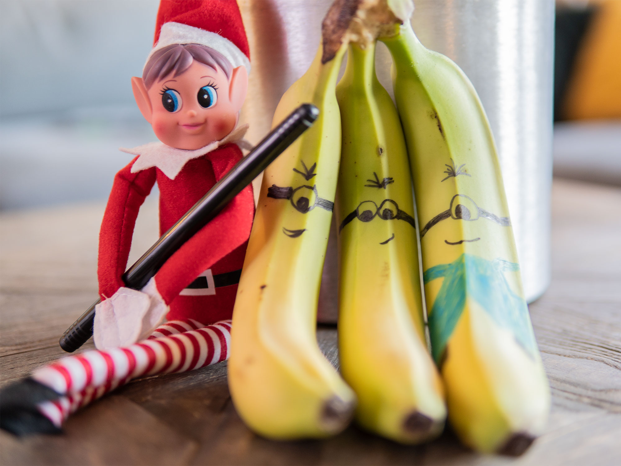 Rampenissen har tegnet minions på bananer