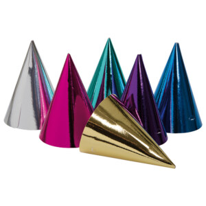 PARTY HAT MIXED FOIL COLORS 6-P