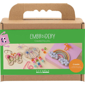 MINI DIY KIT BRODERI, SOMMERFUGL, SKJELL
